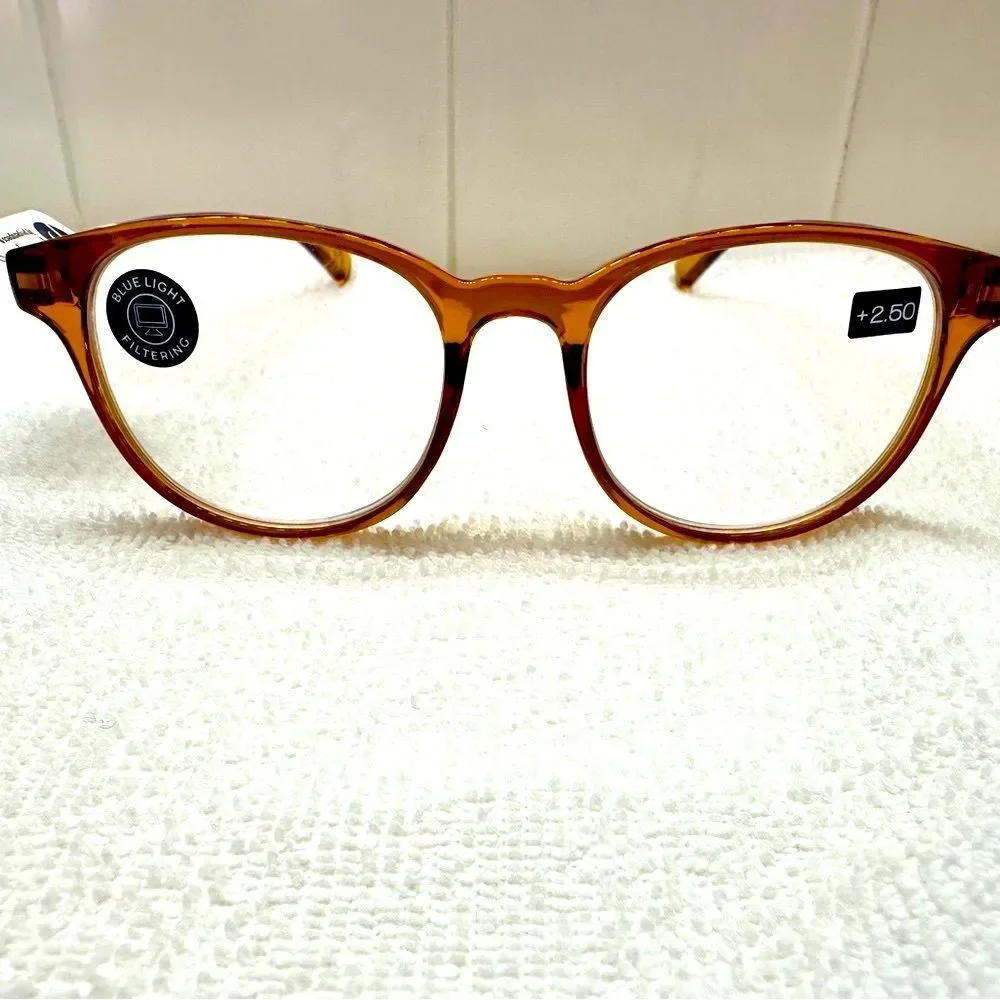 Peepers Orion Amber Readers Blue Light Blocking Reading Glasses 2.50 • NEW •